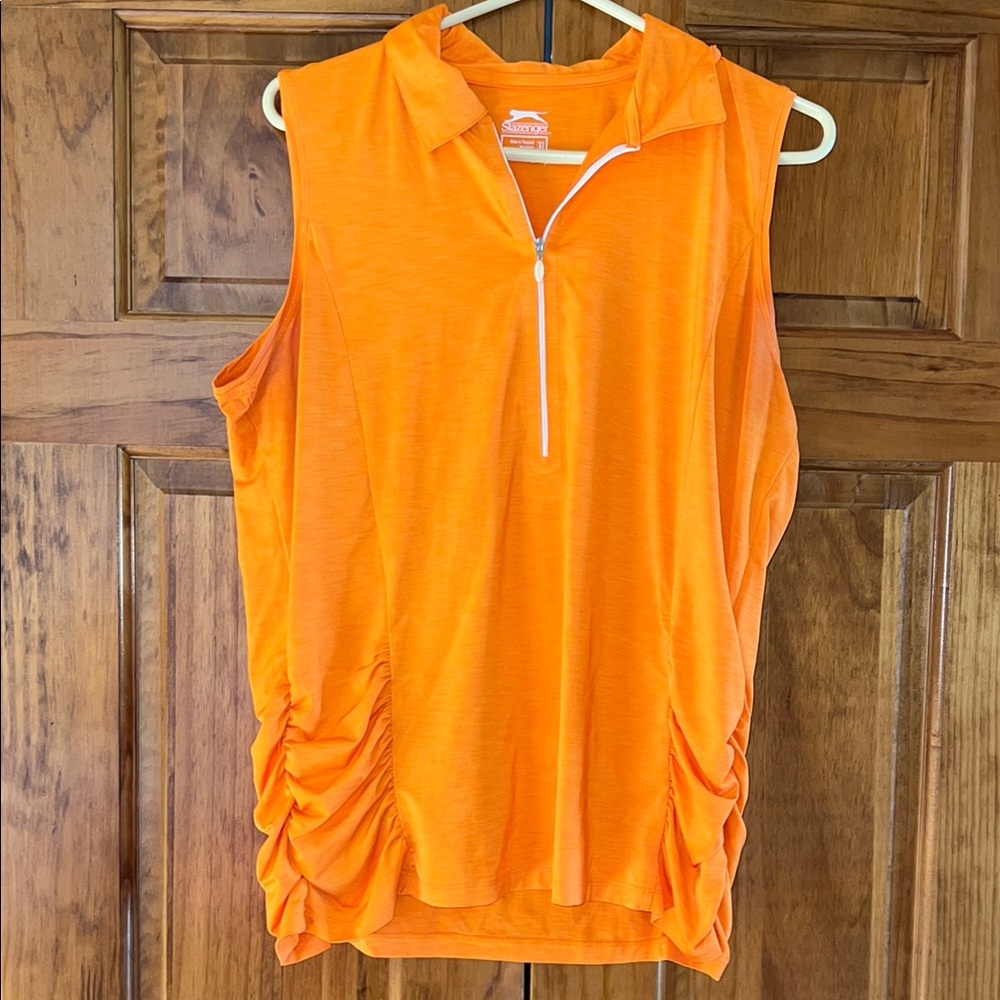Slazenger Orange Ruched Muscle Tee Polo
